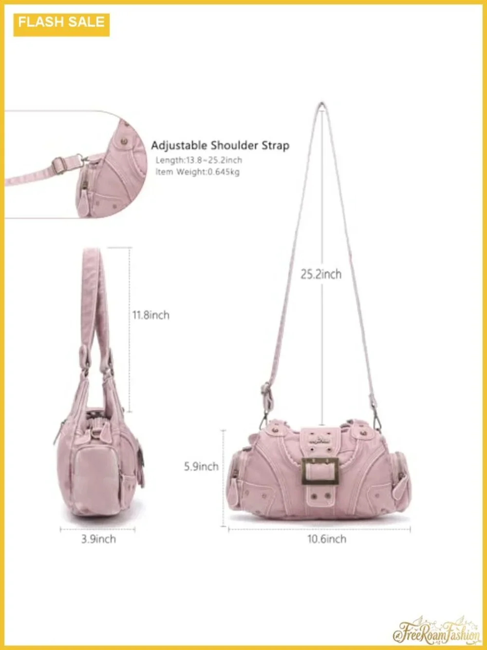 Vegan Leather Hobo Handbag with Multi-Pockets, Adjustable Strap Crossbody
